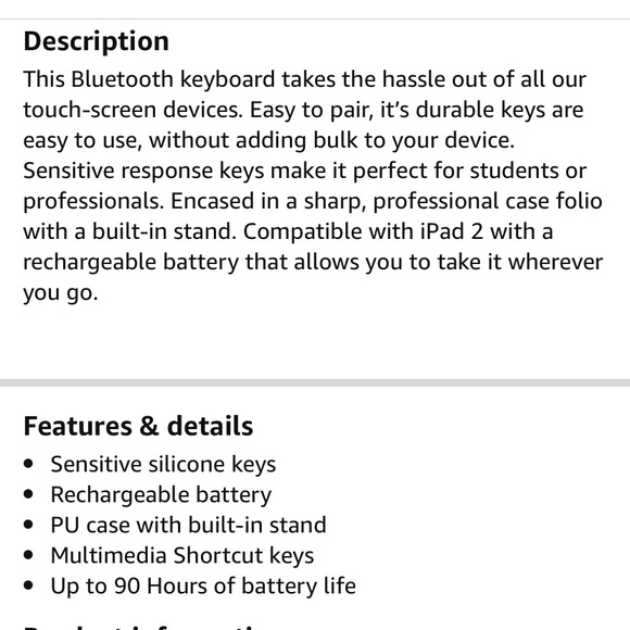 VIBE Bluetooth Keyboard Case Folio for Tablet Brand New in box Rechargeable - Picture 5 of 6